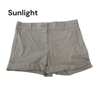 J Crew Women Shorts 4 City Fit Broken In Chino Beige Twill-Frayed Hem-Cuffed